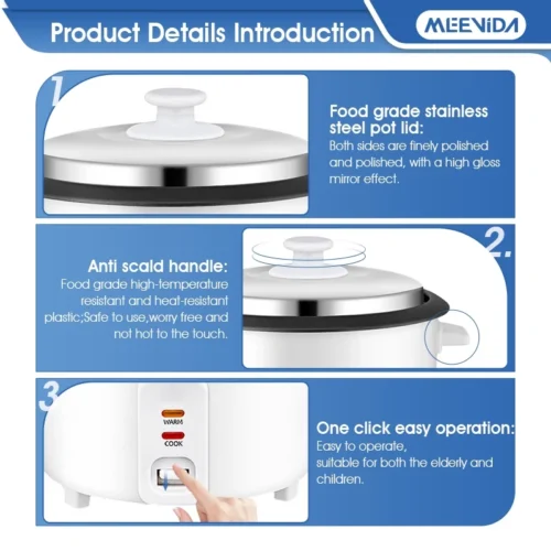 MEEVIDA 1.0/2L Non-Stick Rice Cooker Periuk Nasi Elektrik Kecil Multi-functional Rice Cooker For 3-4 People Rice Cooker