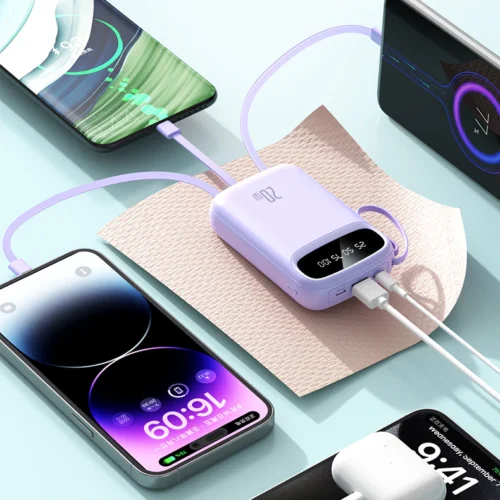 Power Bank 20000mAh PD Fast Charging Powerbank Built in Cables Portable Charger External Battery Pack For Phone