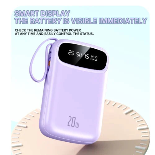 Power Bank 20000mAh PD Fast Charging Powerbank Built in Cables Portable Charger External Battery Pack For Phone