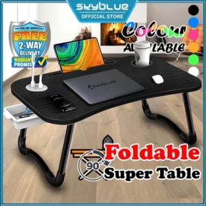 Skyblue Meja Lipat Foldable Study Table With Multipurpose Drawer Mini Bed Portable Table For Desk Laptop Computer Kids S