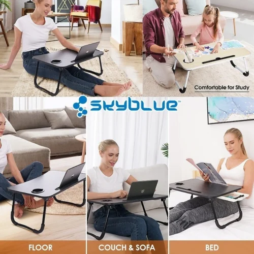 Skyblue Meja Lipat Foldable Study Table With Multipurpose Drawer Mini Bed Portable Table For Desk Laptop Computer Kids S