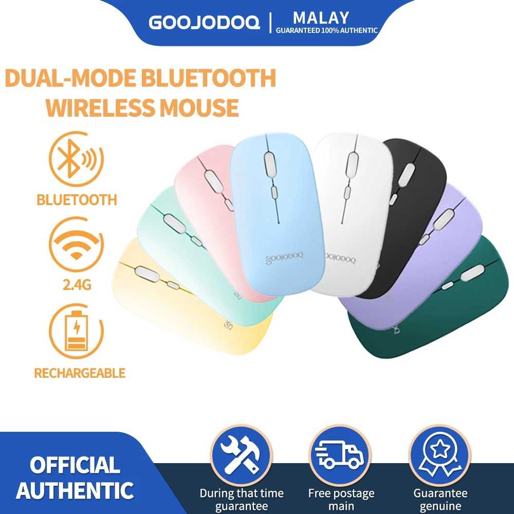 GOOJODOQ 2 Dalam 1 1600DPI Tetikus Bluetooth 2.4Ghz Mod Dwi Ultra Nipis Senyap