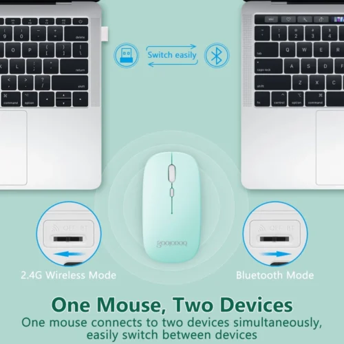 GOOJODOQ 2 Dalam 1 1600DPI Tetikus Bluetooth 2.4Ghz Mod Dwi Ultra Nipis Senyap