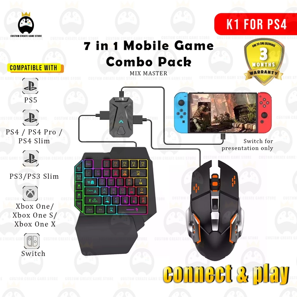 K1 No Delay For PS4 Keyboard And mouse Converter Adapter for Xbox 360/Xbox One Series/PS5/PS3/ PS4/Nintendo Switch