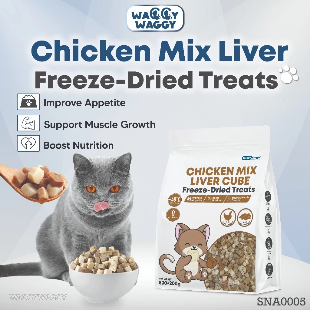 WaggyWaggy Chicken Mix Liver Booster Gemok Repacked Freeze-Dried Pet Snacks Cat Dog Gemuk