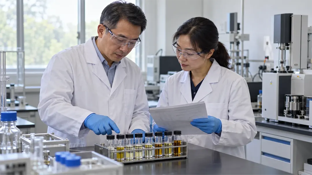 illustration of Chinese fuel formulation technicians